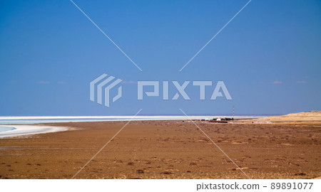 Panorama view to saline Barsa Kelmes lake and Ustyurt plateau in Karakalpakstan, Uzbekistan Panorama view to saline Barsa Kelmes lake and Ustyurt plateau in Karakalpakstan, Uzbekistan 89891077