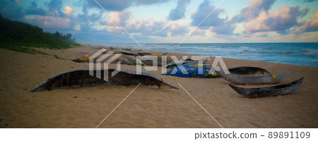 Fishermans boats at the seashore of Indian ocean, Brickaville,Atsinanana region, Madagascar Fishermans boats at the seashore of Indian ocean, Brickaville,Atsinanana region, Madagascar 89891109