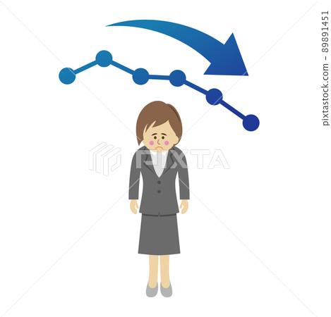 圖下降和女商人的插圖圖像 圖下降和女商人的插圖圖像 89891451