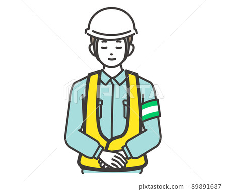 Vector illustrations of men and women of traffic guides bowing / car / construction / security Vector illustrations of men and women of traffic guides bowing / car / construction / security 89891687