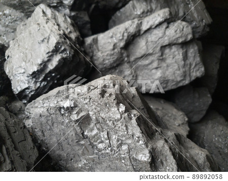 Close-up of black coal stones. fuels and minerals. Background 89892058