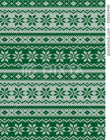 Background material of Nordic pattern knit fabric / green (vertical orientation) 89892446