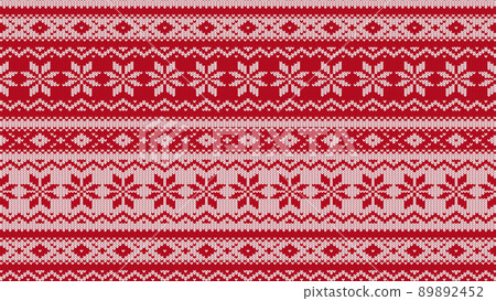 Background material of Nordic pattern knit fabric / red (horizontal 16: 9) 89892452