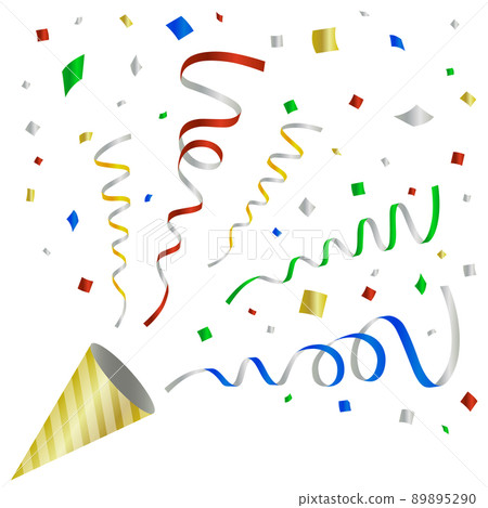 Illustration cut / vector / three-dimensional / dynamic / ribbon / vivid color of cracker Illustration cut / vector / three-dimensional / dynamic / ribbon / vivid color of cracker 89895290