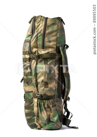 Military backpack isolated on a white background. Military backpack isolated on a white background. 89895503