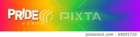 LGBTQ pride month. Pride text label on blurred rainbow background. Human rights or diversity concept. LGBT event banner design template. LGBTQ pride month. Pride text label on blurred rainbow background. Human rights or diversity concept. LGBT event banner design template. 89895720