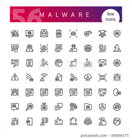 Malware Line Icons Set Malware Line Icons Set 89896575