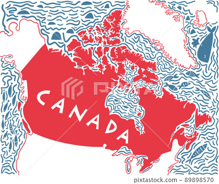 Vector hand drawn stylized map of Canadian region. Canada travel illustration. North America map 89898570