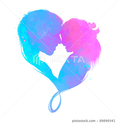 Happy father's day wiht clipping path. Watercolor of father and his kid together. Happy family. Digital art painting. 89899341