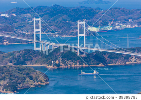 [Setouchi Shimanami Kaido] Kurushima Kaikyo Bridge seen from Kirosan Observatory Park 89899785