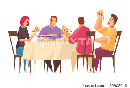 Friends Dinner Pizza Composition 89902648