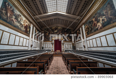 Athens Old Town, Attica - Greece - Interior of the Greek National Academy in neo classical style with ornaments Athens Old Town, Attica - Greece - Interior of the Greek National Academy in neo classical style with ornaments 89903068