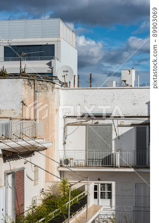 Athens, Attica - Greece - Nova and cosmote satellite antennas for TV and radio broadcasting 89903069