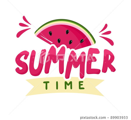 Lettering summer time on a white background Summer banner postcard Vector illustration in flat style 89903933