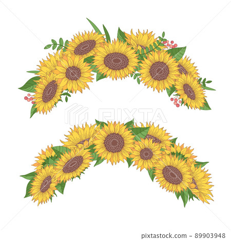 Cartoon Sunflower Wreaths 89903948