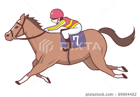Illustration of horse racing [Jockey, derby, running racehorse] 89904482