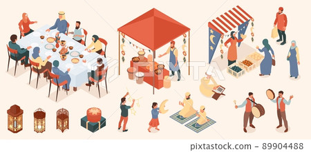 Ramadan Isometric Color Set 89904488