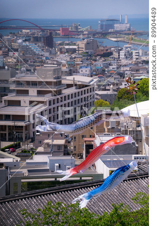 View of Wakayama city from Wakayama castle castle tower Carp streamer Wakayama city, Wakayama prefecture 89904489