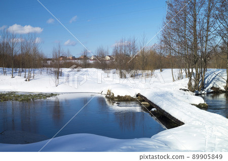 Winter landscape in rural terrain 89905849