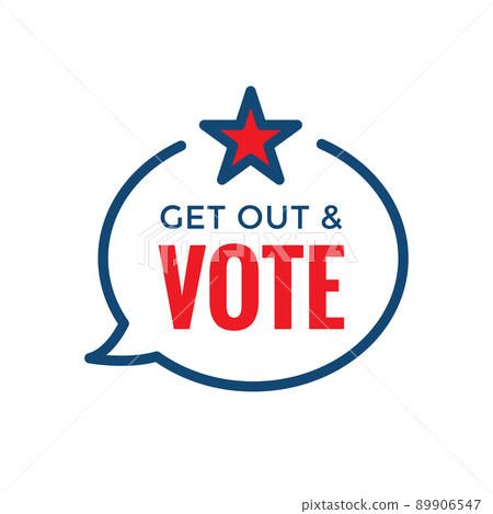 2022 Midterm Elections Design w Red White and Blue Vote Icon 89906547