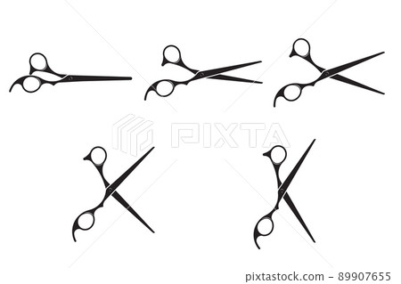 Hairdress barber scissors, professional salon tools. Hairdressing design element. 89907655