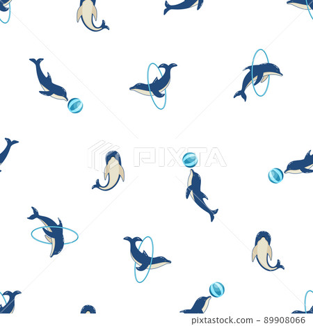 Seamless Pattern dolphins in different poses,... - Stock Illustration ...