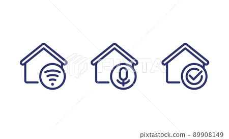 Smart house control line icons 89908149