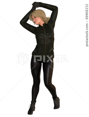 3D Girl in leather pants and jacket 3D Girl in leather pants and jacket 89908152
