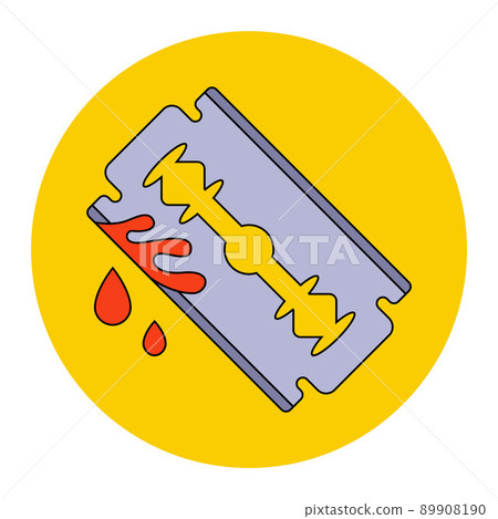 unsuccessful face shaving. suicide attempt with a bloody wound. 89908190