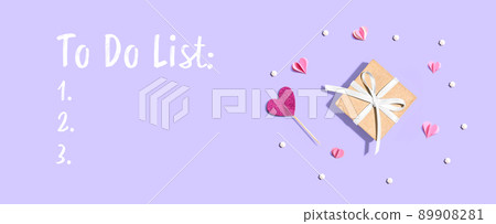To Do List theme with a small gift box and hearts 89908281