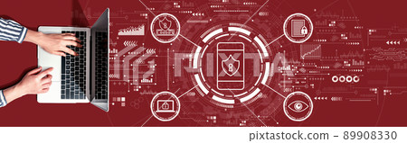 Data Privacy concept with person using a laptop 89908330