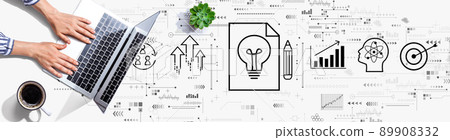 Idea of success theme with person using a laptop 89908332