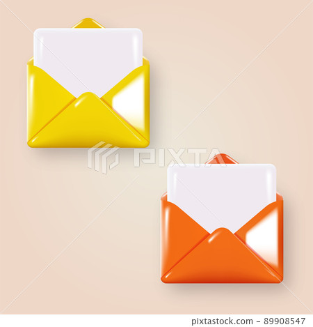3d envelope with paper documents icon. Vector 3d envelope with paper documents icon. Vector 89908547
