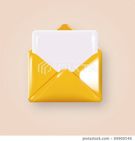 3d envelope with paper documents icon. Vector 3d envelope with paper documents icon. Vector 89908548