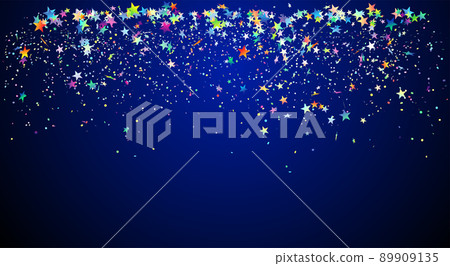 Falling Colorful Confetti On Blue Background - Stock Illustration ...