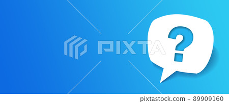 Question mark paper icon on blue background. Ask for help. Asking questions. Question mark paper icon on blue background. Ask for help. Asking questions. 89909160
