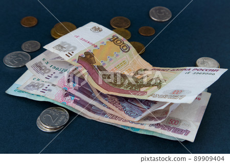 Russian money. Different denomination of bills. Close-up of Russian rubles. Finance concept. Money background and texture. Russian money. Different denomination of bills. Close-up of Russian rubles. Finance concept. Money background and texture. 89909404