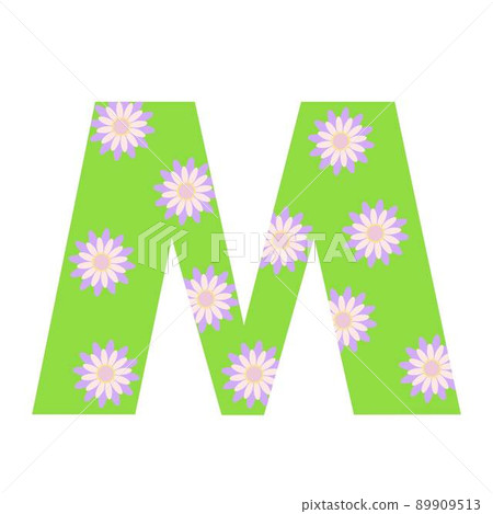 Capital bright green decorated with spring flowers hand drawn letter M of English alphabet simple cartoon style vector illustration, calligraphic abc, cute funny handwriting, doodle and lettering Capital bright green decorated with spring flowers hand drawn letter M of English alphabet simple cartoon style vector illustration, calligraphic abc, cute funny handwriting, doodle and lettering 89909513