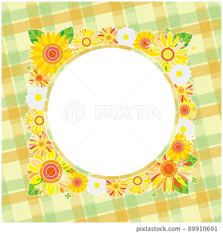 Sunflower flower frame background material square check Sunflower flower frame background material square check 89910691
