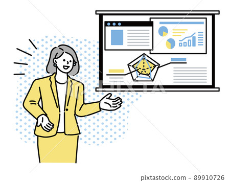 Business scene illustrations that can be used for presentations and meeting materials (explanation, marketing, meetings, strategies) 89910726