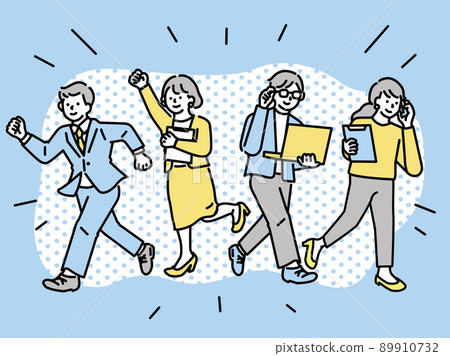 Business illustrations of workers: peers, seniors, colleagues, juniors, work, motivation, motivation, hard work, support, aspirations 89910732