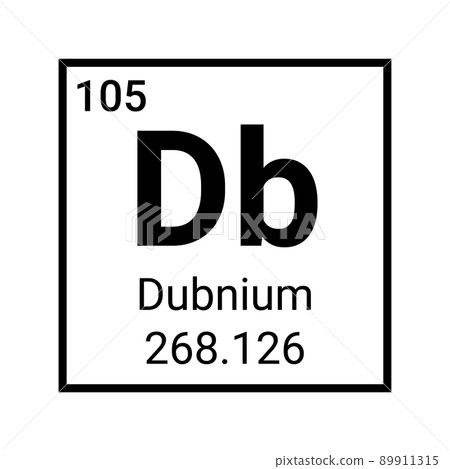 Dubnium chemical element sign. Dubnium atom element sign 89911315