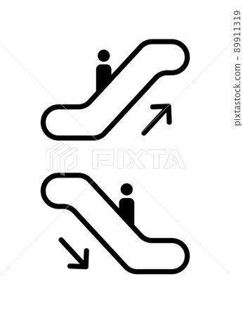 Escalate vector icon sign. Elevator mall symbol, escalator ladder icon Escalate vector icon sign. Elevator mall symbol, escalator ladder icon 89911319