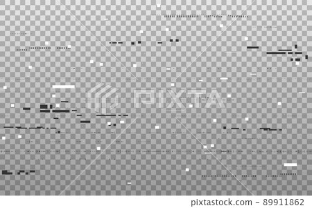Glitch distortions on transparent background. Video problem template. White and black shapes. VHS random noise. Abstract pixel details. Vector illustration Glitch distortions on transparent background. Video problem template. White and black shapes. VHS random noise. Abstract pixel details. Vector illustration 89911862