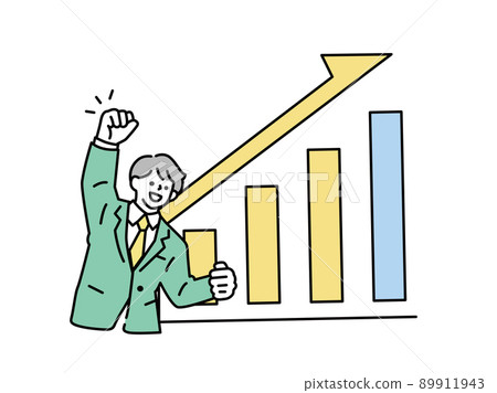 Illustrations of success and growth: peers, seniors, work, motivation, motivation, hard work, sales, sales performance, sales 89911943