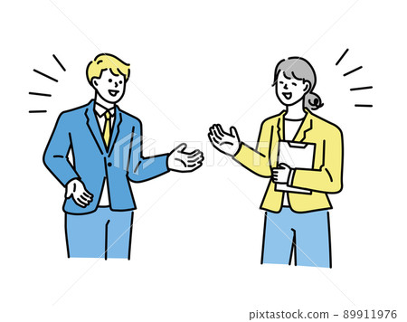 Business scene illustrations: presentations, meetings, explanations, marketing, meetings, talks, conversations 89911976