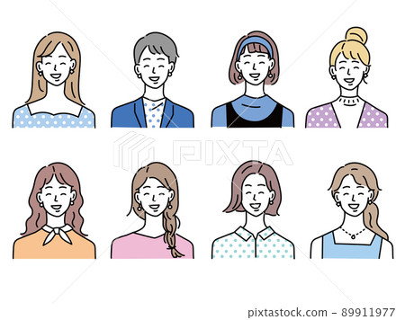 人物圖標插圖(女性、青少年、20 多歲、時尚、髮型、青年、面部圖案) 人物圖標插圖(女性、青少年、20 多歲、時尚、髮型、青年、面部圖案) 89911977