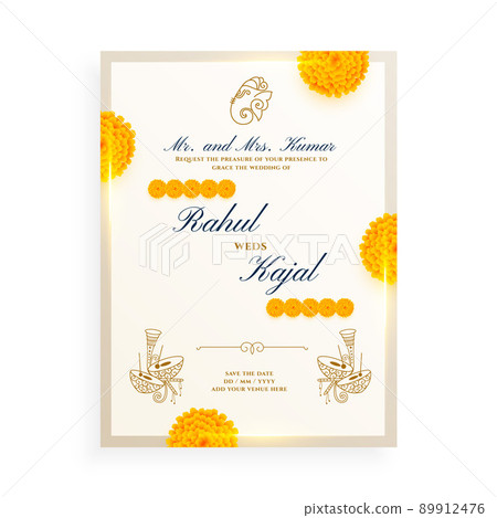 marigold flower indian wedding card design marigold flower indian wedding card design 89912476
