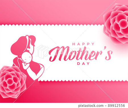 mother's day flower card with mom and child mother's day flower card with mom and child 89912556