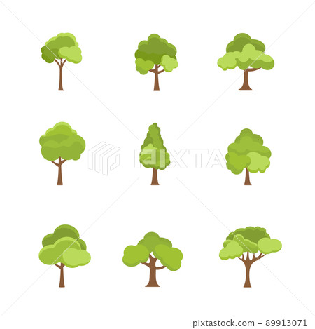 Flat tree icon illustration. Trees forest simple plant silhouette icon. Nature oak organic set 89913071